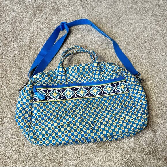 Vera Bradley Handbags - Vera Bradley 2008 Riviera Blue and Yellow Weekender Duffel Travel Bag